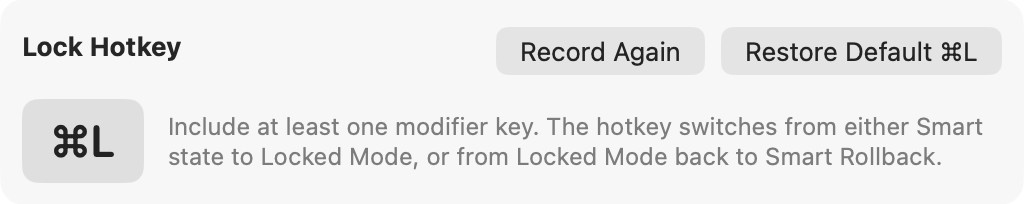 Lock Hotkey configured to Command-L