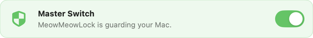 Master Switch enabled and guarding the Mac