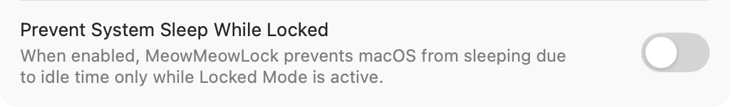 Prevent System Sleep While Locked setting disabled